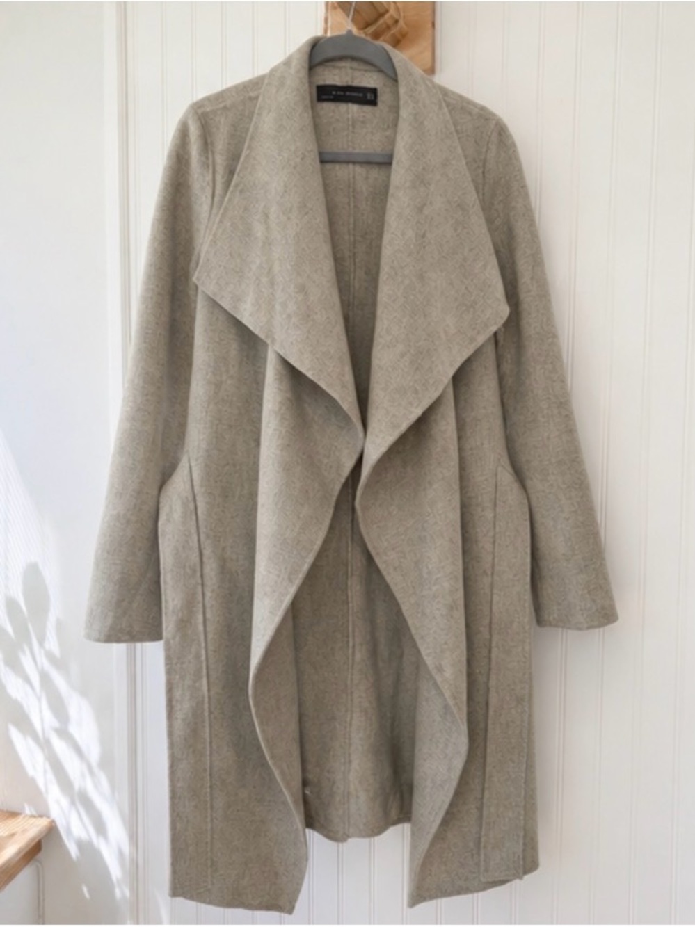 Zara Draped Open-Front Trench Coat - Taupe